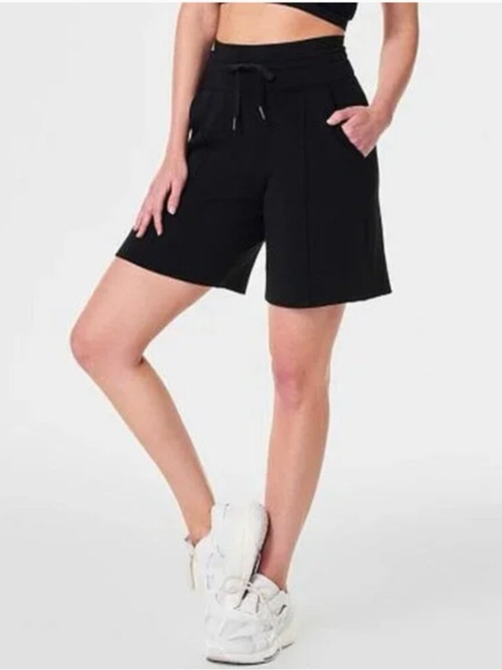 Spanx Air Essential Long Lounge Shorts Very Black NWT